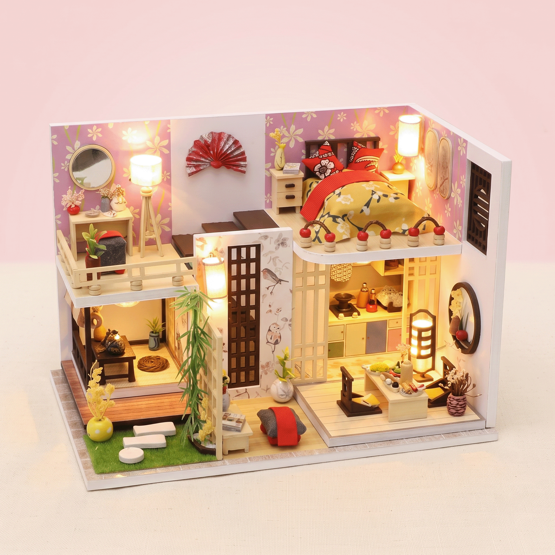 Model Kit Japanese - DIY 일본식 로프트 빌라 미니어처 하우스
