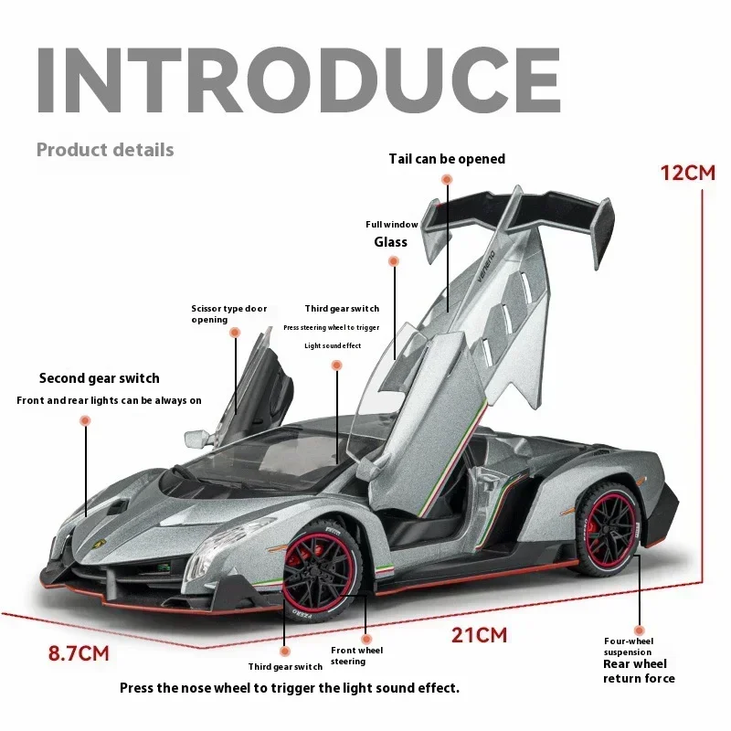 1:24 람보르기니 포이즌 베네노 자동차 합금 자동차, - Model Kit Lamborghini 리뷰 및 가격