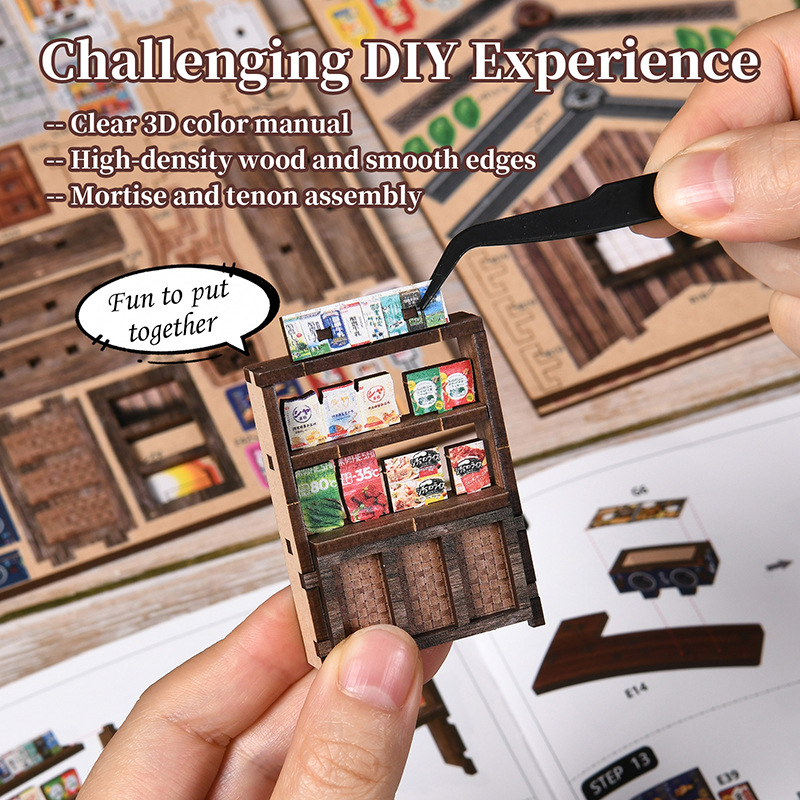 DIY 미니 북눅 카스가 식료품점 DIY 나무 수제 조 - Model Kit Japanese 리뷰 및 가격